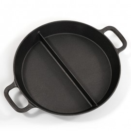 Poêle géante  50cm en fonte avec 1 séparation et 2 poignées