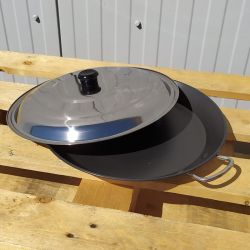 Plat à paella Induction en inox anti-adhésive 46cm + couvercle pour 12 personnes
