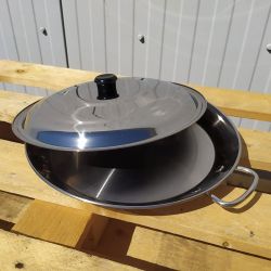 Plat à Paella inox 40cm spécial induction + couvercle pour 10 personnes