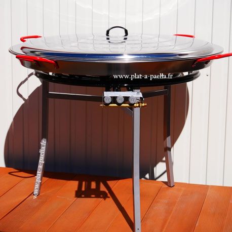 Kit à paella Pro pour 120 personnes - poêle acier 115cm