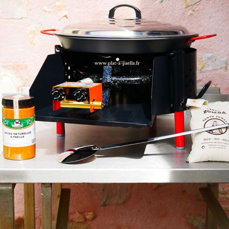 Kit à paella -bbq50 pour 20 personnes - Plat antiadhérent - Couvercle