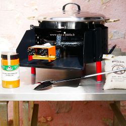 Kit à paella -bbq50 pour 20 personnes - Plat inox - Couvercle