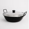 Poêle creuse émaillée 30 cm avec couvercle  Inox - Garcima