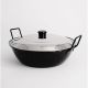 Poêle creuse émaillée 45cm avec couvercle Inox - Garcima