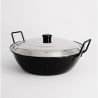 Poêle creuse émaillée 36cm avec couvercle Inox - Garcima