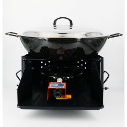 Kit Poêle creuse - BBQ40 pour 20 personnes - Plat creux émaillé 45cm - Couvercle