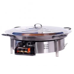 Mini kit à paella - 50 personnes - Pare-flamme inox - Plat émaillé - couvercle