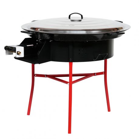 Kit à paella - BBQ60  pour 25 personnes - Plat émaillé 65cm avec couvercle inox
