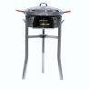 Kit à paella - Pare-flammes inox - 20 personnes - Plat acier et couvercle inox