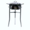 Kit à paella - Pare-flammes inox - 20 personnes - Plat émaillé et couvercle inox