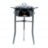 Kit à paella - Pare-flammes inox - 20 personnes - Plat émaillé avec couvercle inox - thermocouple