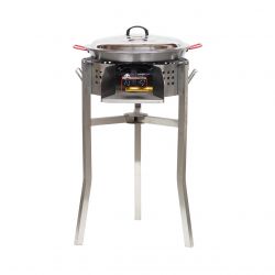 Kit à paella - BBQ INOX 45 cm - Plat acier - Couvercle-  pour 12 personnes 