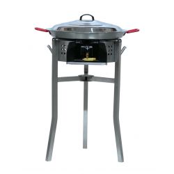 Kit à paella - Pare-flammes inox - 16 personnes - Plat acier - Couvercle - Thermocouple
