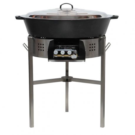 Kit tartiflette  - pare flammes 80cm Inox - Plat fonte 80cm sur table  - thermocouple pro