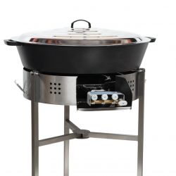 Kit tartiflette  - pare flammes 80cm Inox - Plat fonte 80cm sur table  - thermocouple pro