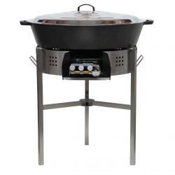 Kit tartiflette  - pare flammes 80cm Inox - Plat fonte 80cm sur table  - thermocouple pro