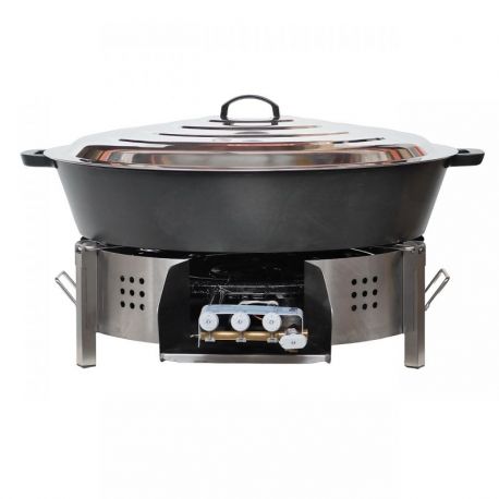 Kit tartiflette  - pare flammes 80cm Inox - Plat fonte 80cm - réchaud au choix