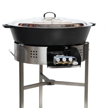 Kit tartiflette  - pare flammes 80cm Inox - Plat fonte 80cm sur table  - thermocouple pro