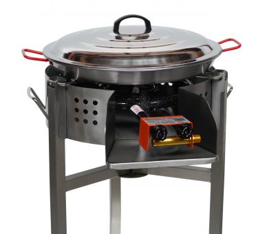 Kit paella Surpuissant - Pare-flammes 60cm inox - 30 personnes - Plat acier 70cm avec couvercle inox