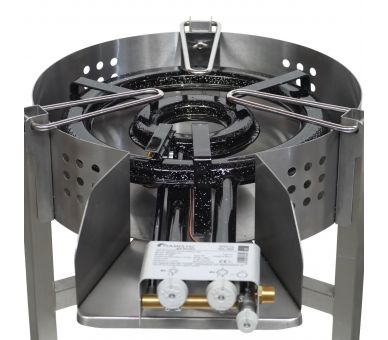 Kit paella Surpuissant - Pare-flammes 60cm inox - 30 personnes - Plat acier 70cm avec couvercle inox