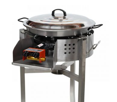 Kit paella thermocouple - Pare-flammes 60cm inox - 30 personnes - Plat pata negra 70cm avec couvercle inox