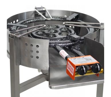 Kit à paella PRO - Pare-flammes 60cm inox - 40 personnes - Plat émaillé avec couvercle inox
