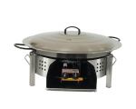 Kit paella Classique - Pare-flammes plan de travail 60cm inox - 25 personnes - Plat pata negra 65cm avec couvercle inox