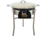 Kit paella Surpuissant - Pare-flammes 60cm inox - 25 personnes - Plat émaillé 65cm avec couvercle inox