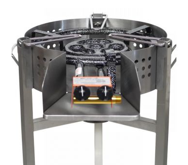 Kit paella Surpuissant - Pare-flammes 60cm inox - 30 personnes - Plat émaillé 70cm avec couvercle inox