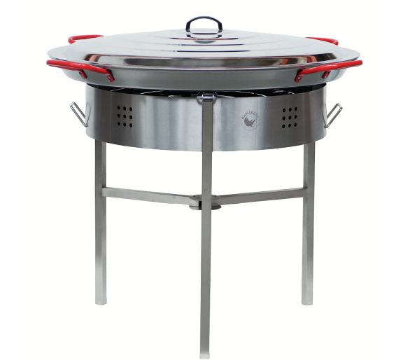 !!!!Kit à paella Surpuissant - Pare-flammes 60cm inox - 40 personnes  - Plat acier 80cm avec couvercle inox