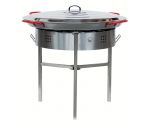 !!!!Kit à paella Surpuissant - Pare-flammes 60cm inox - 40 personnes  - Plat acier 80cm avec couvercle inox