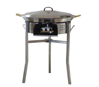!!!!Kit à paella Surpuissant - Pare-flammes 60cm inox - 40 personnes  - Plat inox avec couvercle inox