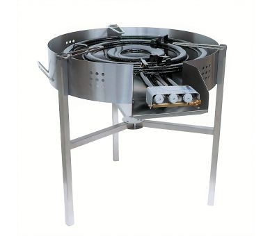 !!!!Kit à paella thermocouple - Pare-flammes 60cm inox - 40 personnes - Plat émaillé avec couvercle inox