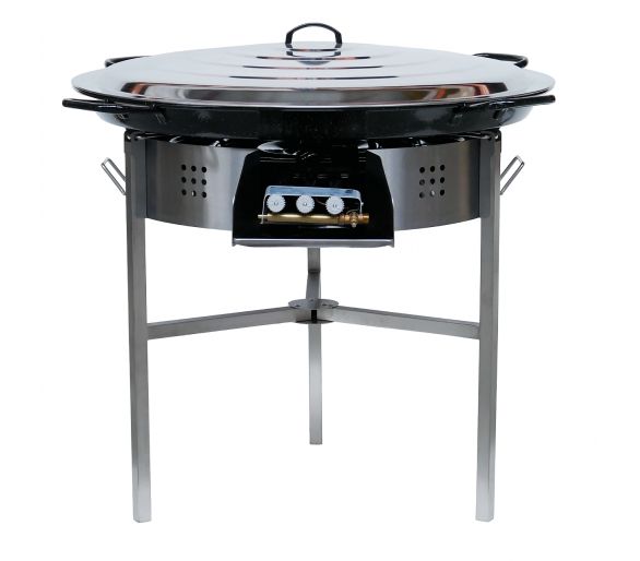 !!!!Kit à paella thermocouple - Pare-flammes 60cm inox - 40 personnes - Plat émaillé avec couvercle inox
