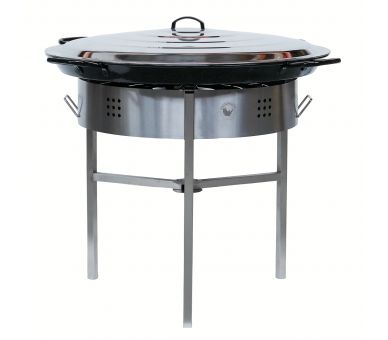 !!!!Kit à paella thermocouple - Pare-flammes 60cm inox - 40 personnes - Plat émaillé avec couvercle inox