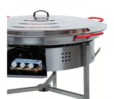!!!!Kit à paella thermocouple - Pare-flammes 60cm inox - 40 personnes  - Plat acier 80cm avec couvercle inox