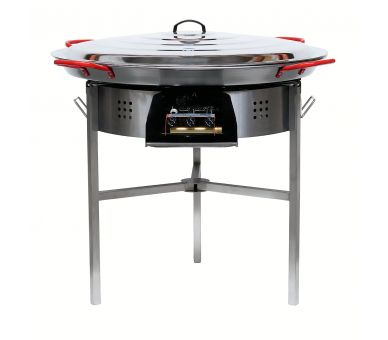 !!!!Kit à paella thermocouple - Pare-flammes 60cm inox - 40 personnes  - Plat acier 80cm avec couvercle inox