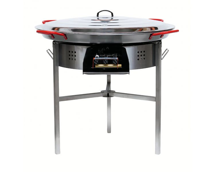 !!!!Kit à paella thermocouple - Pare-flammes 60cm inox - 40 personnes  - Plat acier 80cm avec couvercle inox