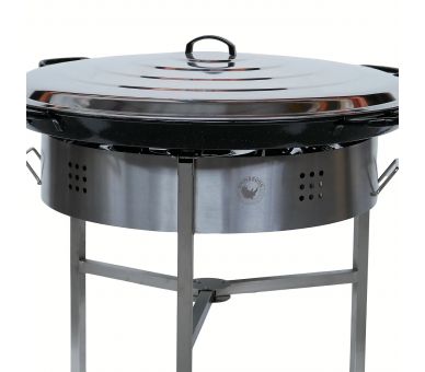 !!!!Kit à paella classique - Pare-flammes 60cm inox - 40 personnes - Plat émaillé avec couvercle inox