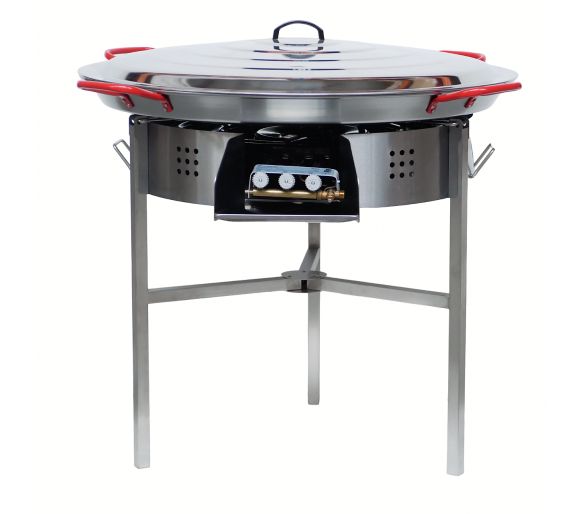!!!!Kit à paella classique - Pare-flammes 60cm inox - 40 personnes  - Plat acier 80cm avec couvercle inox