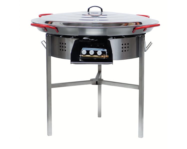 !!!!Kit à paella classique - Pare-flammes 60cm inox - 40 personnes  - Plat acier 80cm avec couvercle inox