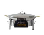 Kit paella Classique - 40 personnes - Pare-flammes plan de travail 70cm inox - Plat Inox et couvercle inox