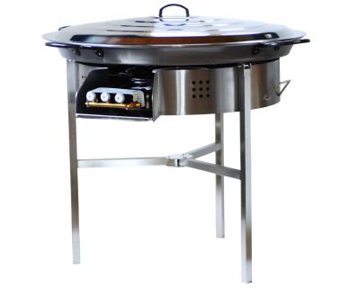 !!!!Kit à paella Surpuissant - Pare-flammes 60cm inox - 40 personnes  - Plat acier  80cm Pata Negra avec couvercle inox