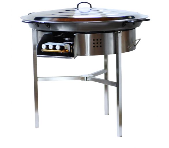 !!!!Kit à paella Surpuissant - Pare-flammes 60cm inox - 40 personnes  - Plat acier  80cm Pata Negra avec couvercle inox