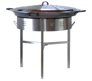 !!!!Kit à paella classique - Pare-flammes 60cm inox - 40 personnes  - Plat acier  80cm Pata Negra avec couvercle inox