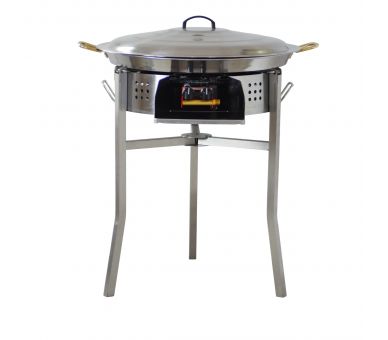Kit paella Thermocouple - 40 personnes - Pare-flammes inox 70cm  - Plat Inox 80cm et couvercle inox