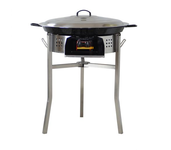 Kit paella Surpuissant 40 personnes - Pare-flammes 70cm inox - Plat émaillé avec couvercle inox