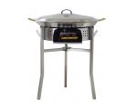 Kit paella Classique - 40 personnes - Pare-flammes inox 70cm  - Plat Inox et couvercle inox