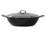 Poêle creuse émaillée 60cm Garcima - 28.75 litres avec  couvercle  INOX