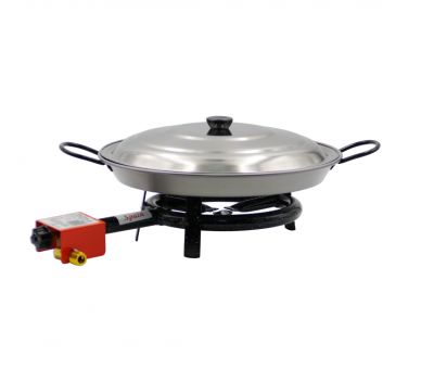 Kit à paella pour 14 personnes - Poêle acier 50 cm - Couvercle inox 